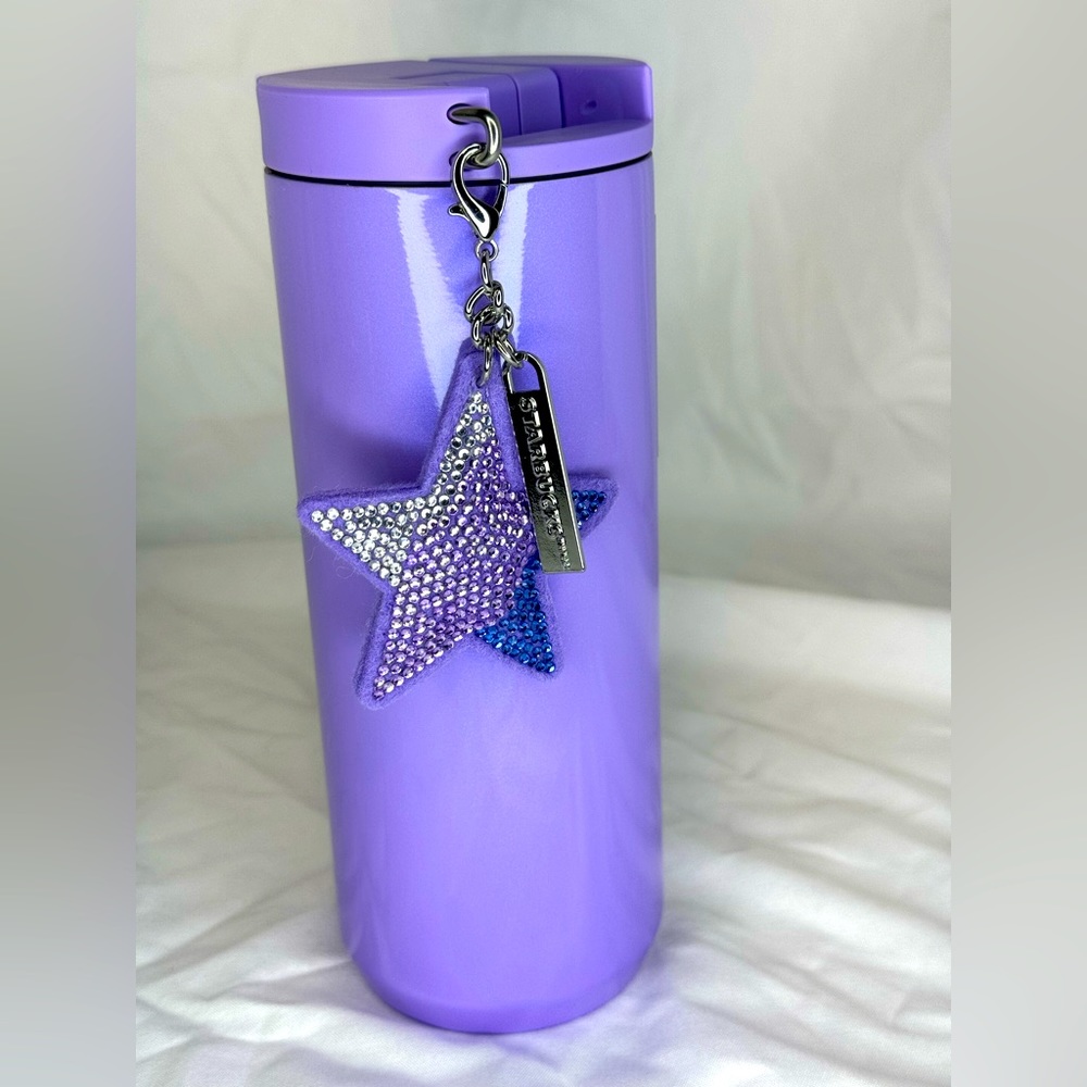 NWT💜Starbucks Lilac S. Steel Insulated Rhinestone Star Charm Hot tumbler
